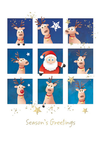 Christmas Cards - Santa and Reindeer - 10 Pack, Limited Stock Special Price